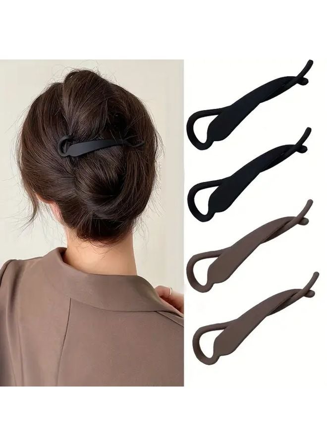 Black French Hair Clips 2pcs Minimalist Barrettes For Women Updos Ponytails - Image 1